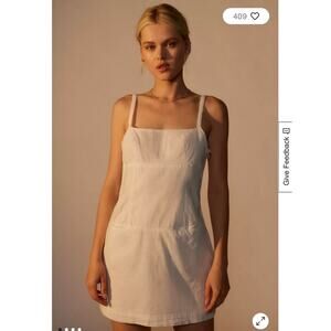 NWT Urban Outfitters UO Dream Shift Mini Dress White Pockets Size S/P Resort
